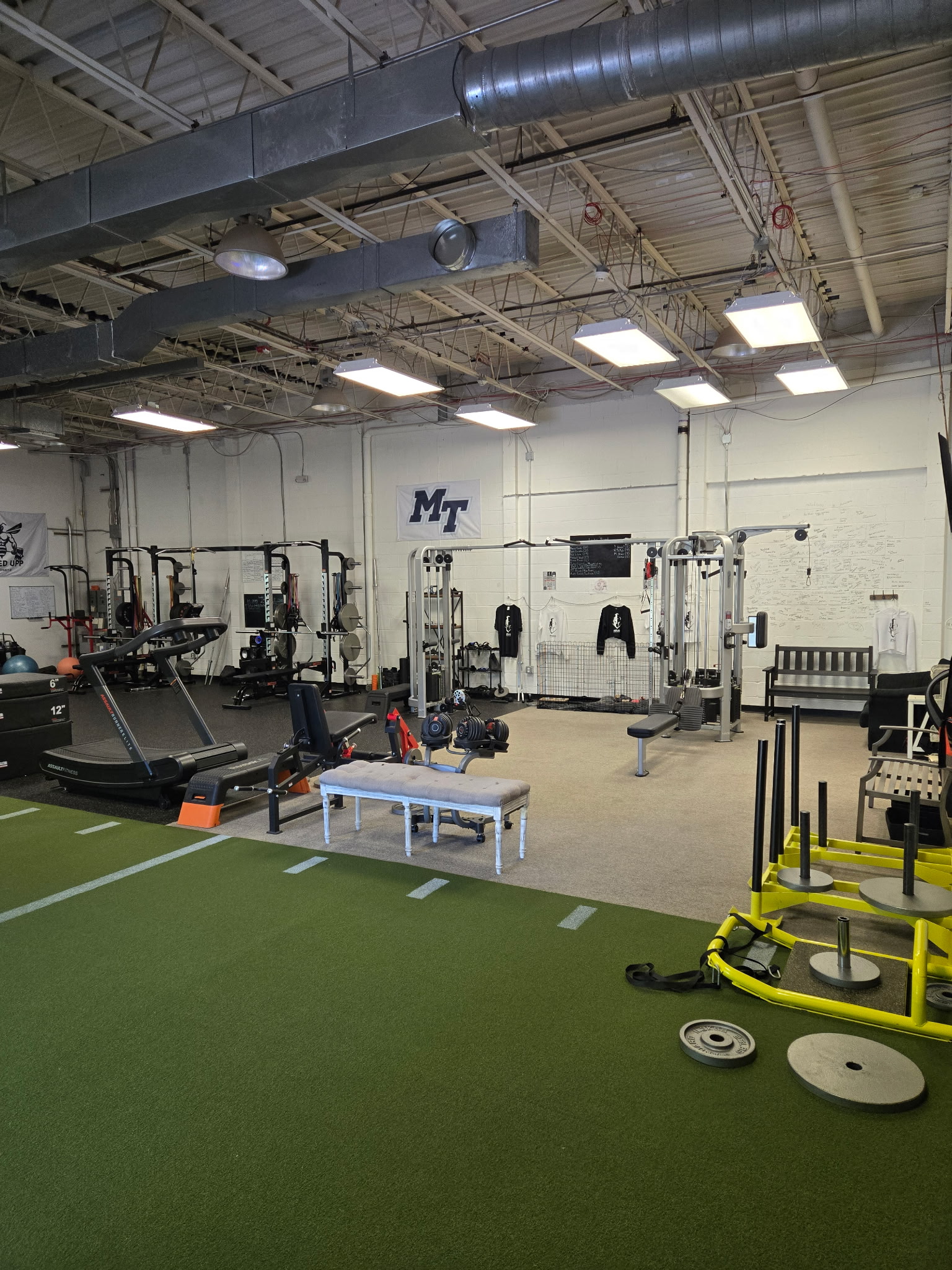 Turf and equipment in the performance training area
